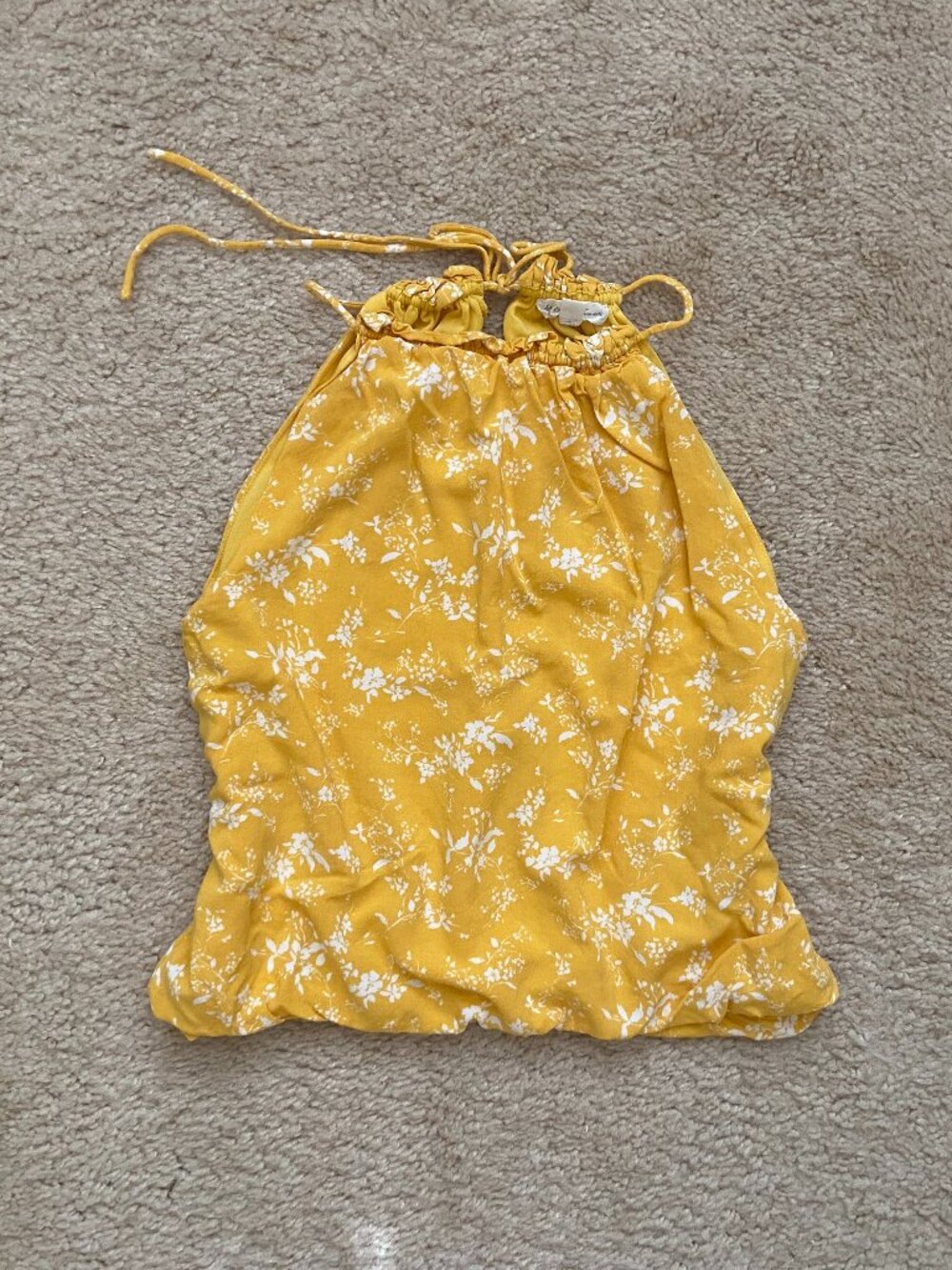 By The River Yellow Floral Halter Tank Top Size Small
